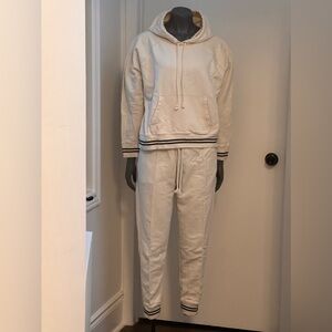 J. Crew Cream and Black Striped Track Suit